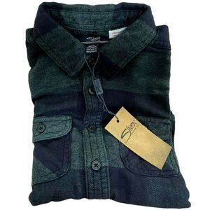 Silver Jeans Co Boys Flannel Button Up Pocket Front Forest Plaid Shirt Sz 4 NEW